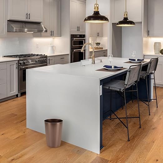 Mini Waste Basket - Pack of 2 Durable Small Plastic Garbage Trash Can Bin - Lidless Open-Top Rectangular Slim Profile for Compact Spaces - Suitable for Home, Bathroom, Office, Bedroom & More, Copper