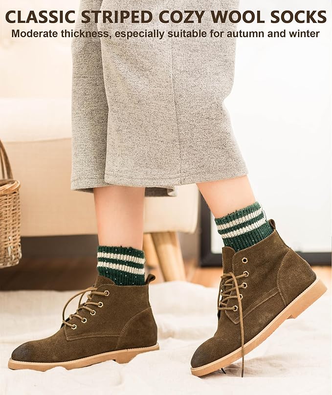 IIG Cute Warm Wool Socks for Women Super Cozy Thick Crew Winter Socks Gifts, 5 Pairs