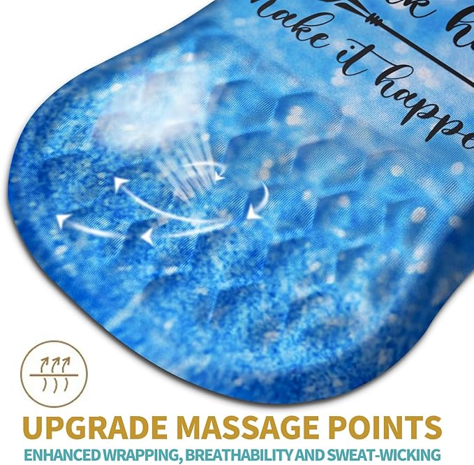 Hokafenle Ergonomic Mouse Pad Wrist Support with Massage Design, Wrist Rest Pain Relief Mousepad with Memory Foam&Non-Slip PU Base, Mouse Pads for Wireless Mouse & Desk (12x8 inch,Stay Positive)