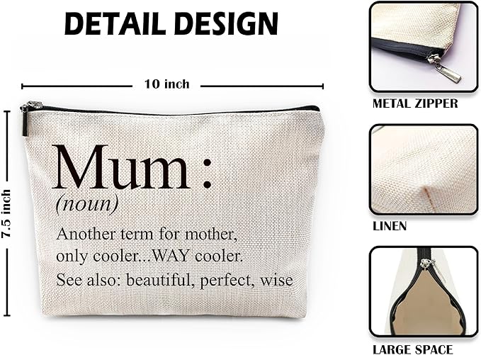 Sufamb Mum Gifts Makeup Bag, Best Mom Gifts for Mother's Day Birthday from Son and Daughter Cosmetic Bags, Gift for Mother Portable Small Toiletry Bag Zipper Makeup Pouch
