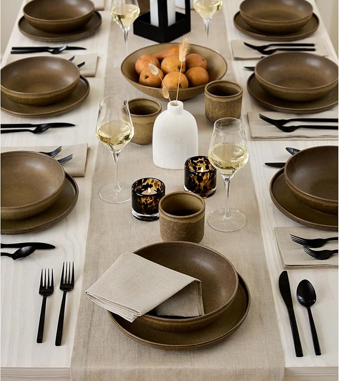 Solino Home Linen Natural Table Runner 48 Inches - 100% Pure Linen Small Table Runner 14 x 48 Inch Ideal for Dresser and Coffee Tables - Fall, Autumn, Thanksgiving, Christmas, Holiday - Fete