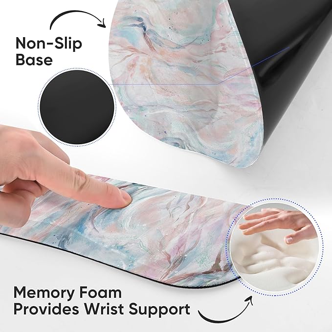 RICHEN Mouse Pad and Keyboard Wrist Rest, 3-in-1 Computer Mousepad and Coaster Set, Non-Slip Keyboard Wrist Rest and Mouse Pad Set Ergonomic Design(YKMWR-60)