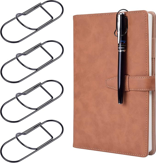 Wisdompro Pen Clip, 12 Pack Stainless Steel Pen Clip Holder for Notebook, Books, Journal, Clipboard, Paper, etc. - Fits Almost Any Pen Size (Black)