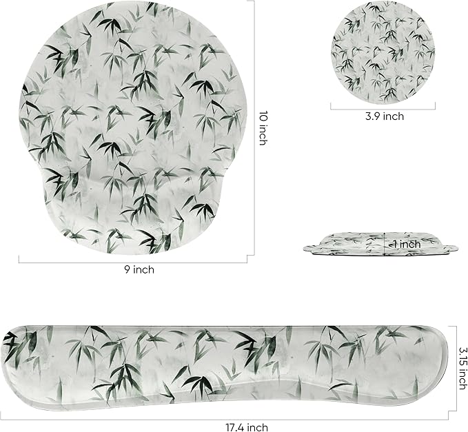 RICHEN 3 PCS Computer Mouse Pads for Desk with Coaster Set, Non-Slip Keyboard Wrist Rest and Mouse Pad Set, Ergonomic Design(YKMWR-56)