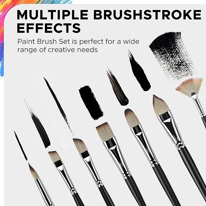 Bougimal 25-Piece Professional Paint Brush Set, Perfect for Acrylic, Oil, Watercolor & Gouache Painting, Includes Canvas Roll-Up Case & Palette Knife - Ideal Art Supplies Gift Set