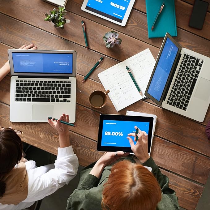 Tenare 12 Pieces 2 in 1 Stylus Metal Ballpoint Pen with Stylus Tip, 1.0 mm Black Ink Ballpoint Pen for Touch Screens(Green and Rose Gold)