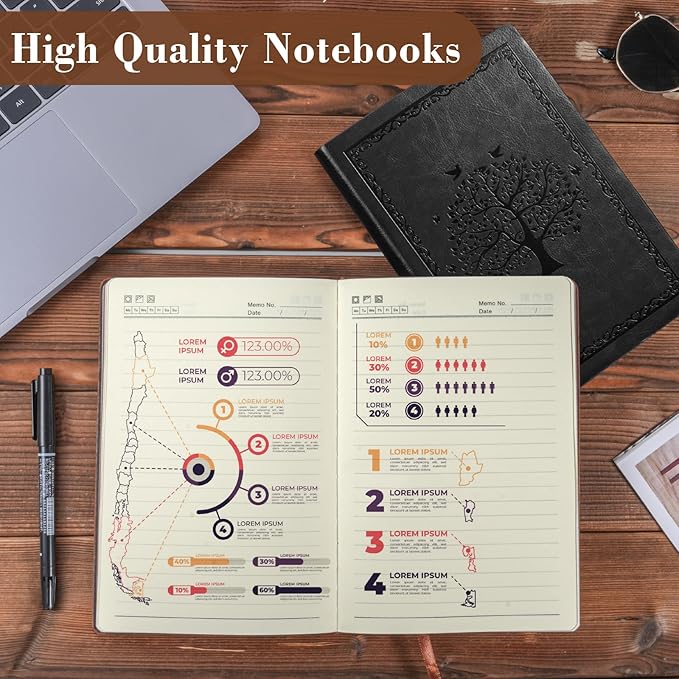 Leather Journal Notebook,300 Pages Hope Tree Softcover Lined Notebook for Women Men,300 Travel,Business,Work,Office,School Note Taking,5.7'' X 8.3''(brown)