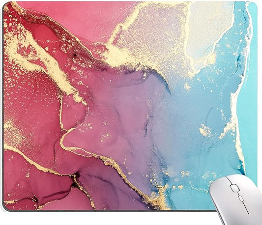 Mouse Pad, Cute Colorful Marble Mouse Pads with Design, Square Washable Cloth Personalized Mouse Mat, Gaming Office Home Non-Slip Rubber Base Computer Mousepad
