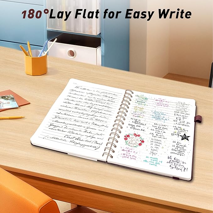 Lined Spiral Journal Notebook for Women & Men, College Ruled Hardcover Notebook for Work & Note Taking, Journals for Writing, 100 GSM, Business, School, 140 Pages, A5(5.8"x8.5") - Burgundy