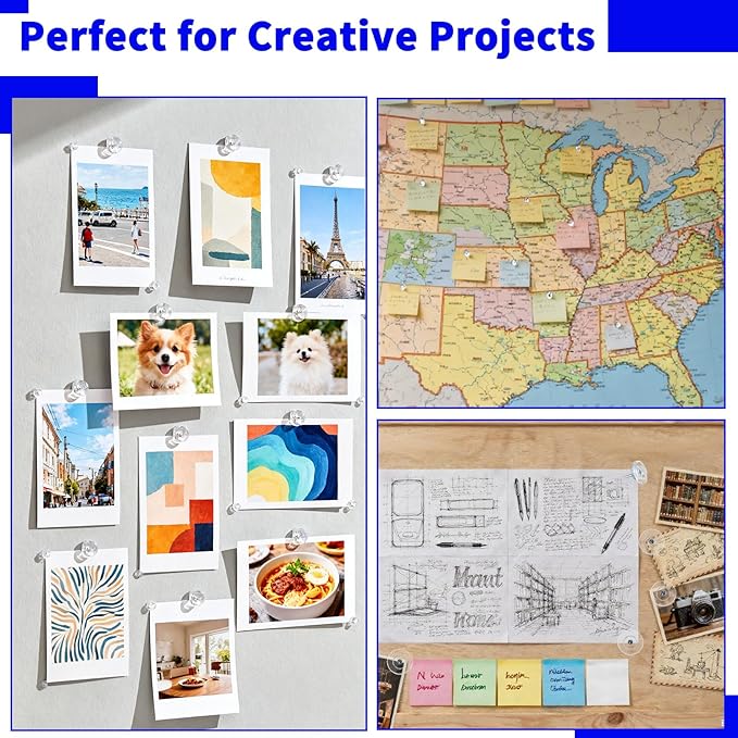 200 Pack Clear Push Pins – Thumb Tacks for Bulletin Boards, Cork Boards, Wall Displays – Flat Head, Heavy Duty Plastic, Reusable Storage Box Included