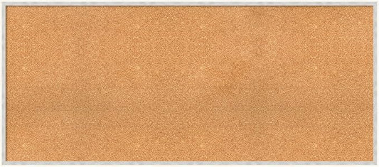 Amanti Art Natural Cork Board for Wall, 25x57 Vision Board with White Frame, Oversize Corkboard Office Decor for Home Organization, Modern Corkboard Pinboard to Display Items for Home Organization in
