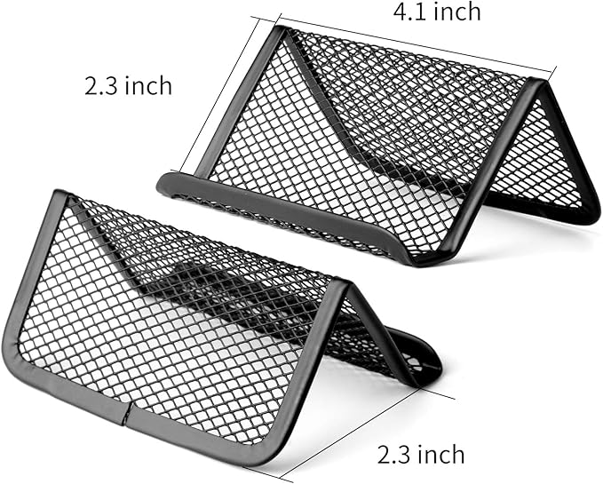 Golden Pearl Black Metal Mesh Business Card Holder Desk Business Card Organizer for Desk Office Name Card with 50 Name Card Capacity-6pcs