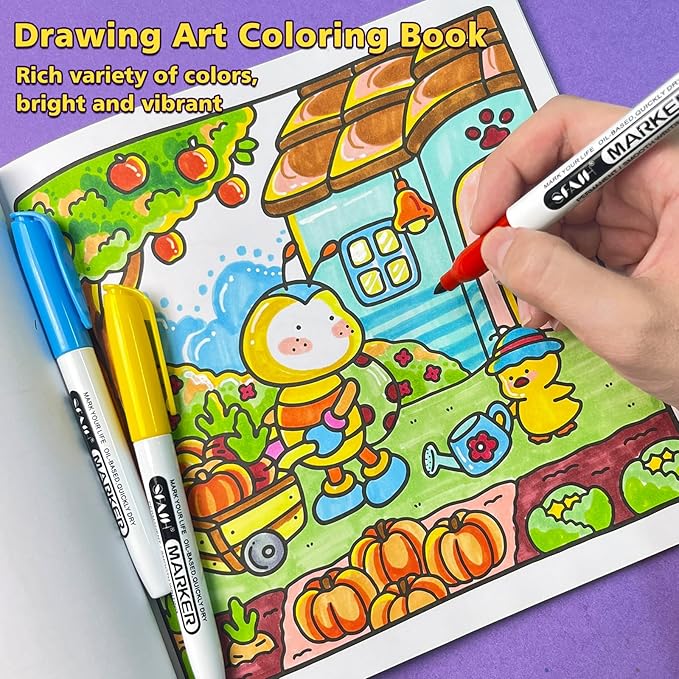 SFAIH 60 Colors Permanent Markers - Assorted Vibrant Colors, Quick Drying, Fade Resistant, Fine Point Permanent Markers for Teacher And Classroom Supplies, Art Supplies, Coloring, Drawing Doodling