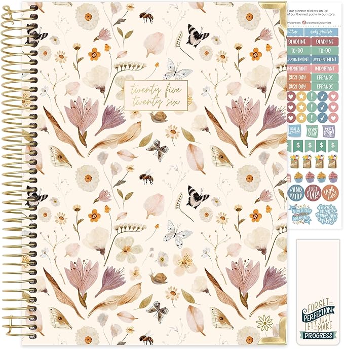 bloom daily planners HARDCOVER 2025-2026 (8.5" x 11") Academic Year Day Planner (July 2025 - July 2026) - Task Goal Organizer - Monthly & Weekly Inspirational Agenda Book - Butterfly Garden
