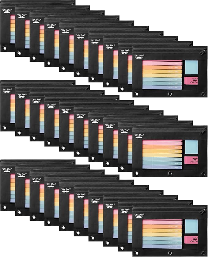 Mr. Pen- 30 Pack Black Pencil Pouch, Zipper Case for 3 Ring Binder, Pencil Bags With Zipper