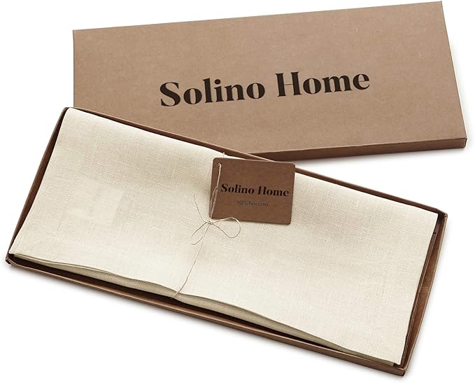 Solino Home Linen Ivory Table Runner 108 Inches Long - 100% Pure Linen 14 x 108 Inch Table Runner for Dining, Fall, Autumn, Thanksgiving, Christmas, Holiday - Fete