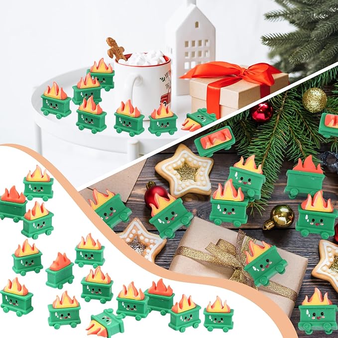 20 Set Resin Dumpster Trash Shape with Fire Gift Team Employee Appreciation Gift Emotional Desk Accessories for Staff Teacher Office Coworker Nurse Medical Volunteer Favor (Green)