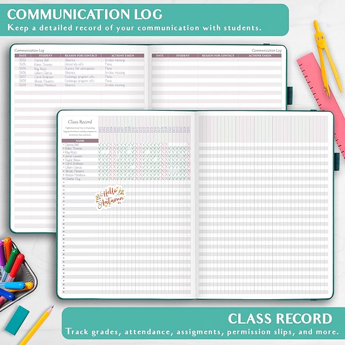 Legend Teacher Planner – Undated Lesson Plan Book for Teachers with Weekly & Monthly Calendars - Classroom Organization & School Year Planner – 8.5”x11.5” Hardcover (Viridian Green)