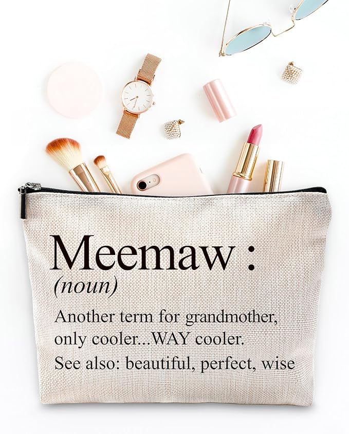 Sufamb Meemaw Gifts Makeup Bag, Meemaw Gifts for Mother's Day Birthday from Grandkids Cosmetic Bags, Best Grandma Gift Portable Small Toiletry Bag Zipper Makeup Pouch