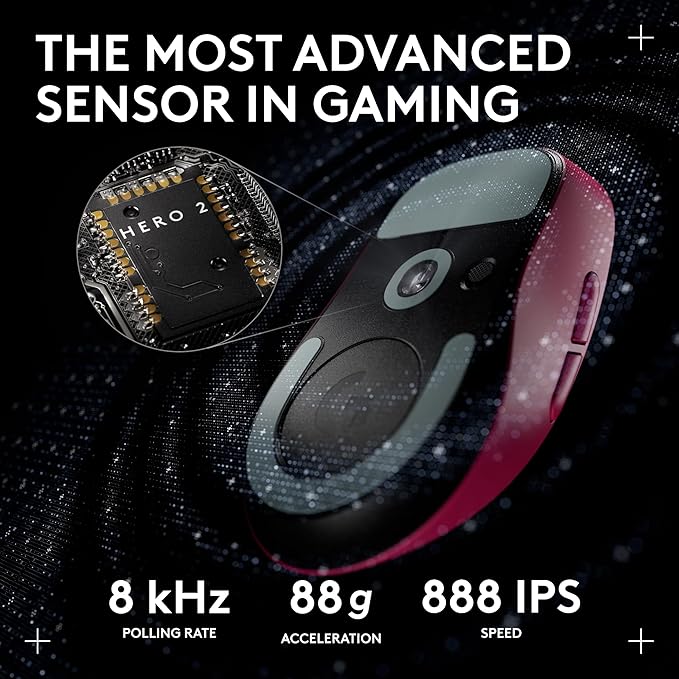 Logitech G PRO X Superlight 2 Wireless Gaming Mouse, 60g Pro-Grade with 5 Programmable Buttons, 44k DPI Sensor, 8kHz Report Rate, USB-C Charging for PC/Mac - Magenta