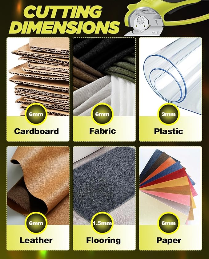 Saker Electric Box Cardboard Cutter,Cordless Elwetric Scissors for Fabric Leather Paper Plastic - Card Board Cutter Tool with 4V Recharged Battery - Safety Lock and LED Light for Cutting,Green