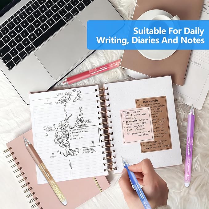 Erasable Gel Pen 36 Colors, Retractable Clicker 0.7mm Fine Point, Assorted Colors Inks, Make Mistakes Disappear, Erasable Gel Pens Perfect for Writing, Drawing & Planners