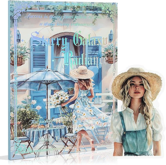 Snycler Blue Garden Series Sticker Book - 20 Sheets Vintage PET Stickers for Scrapbooking, Junk Journaling, Ephemera, and Decorative Crafts - Pre-Cut Urban Design Stickers