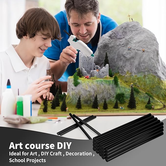 MATUFF Black Hot Glue Sticks Full Size 0.43” Dia x 8” Long, 20 pcs Hot melt Adhesive Glue Sticks, All-Purpose Glue Gun Sticks for DIY Black Crafting Arts and Wedding Cards, Stamp Sealing