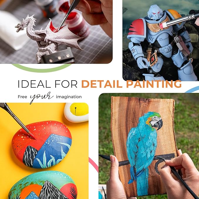 Nicpro Miniature Paint Brushes Drybrush - 31PCS Model Paint Brush Set for Acrylic Oil Watercolor, Detail Paint Brush Dry Brush for Model, Miniature Painting, Paint by Numbers, Craft - with Container