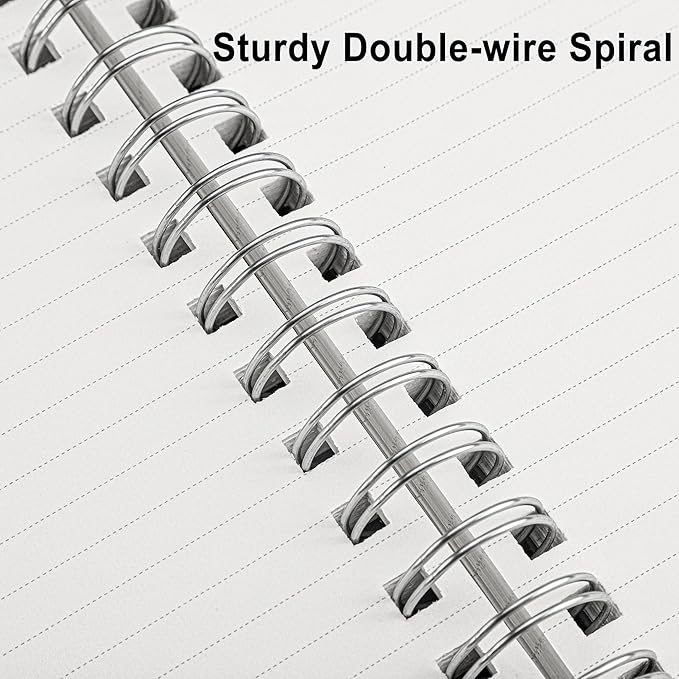 RETTACY Spiral College Ruled Notebook, 300 Pages, B5 Medium Size (7.4" x 10"), for School, Work, Writing, Journaling, 100 GSM Thick Paper, Flexible Plastic Cover (Green)