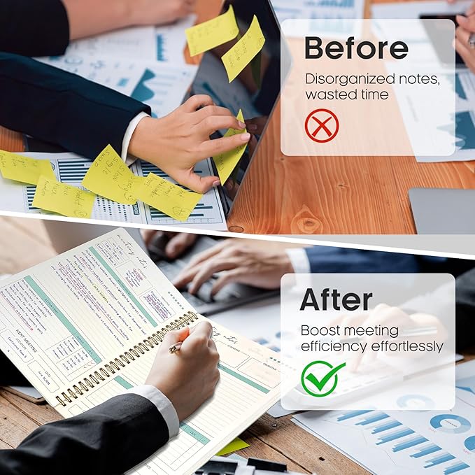 Taja Meeting Notebook for Work Organization - Work notebook with action items, Meeting Minutes Planner Notebook, Perfect Office Supplies for Men & Women - Berry Pink