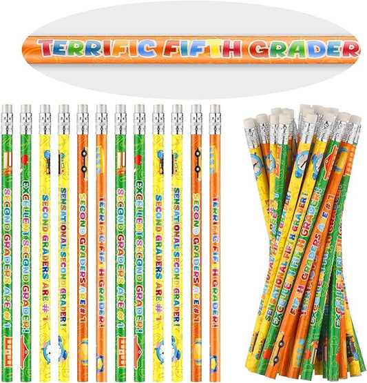 Tenceur 48 Pcs 5th Graders Pencils, 5 Motivational Cute Pencils Bulk with Erasers for Kids Student Teacher Classroom Reward Back to School Supplies
