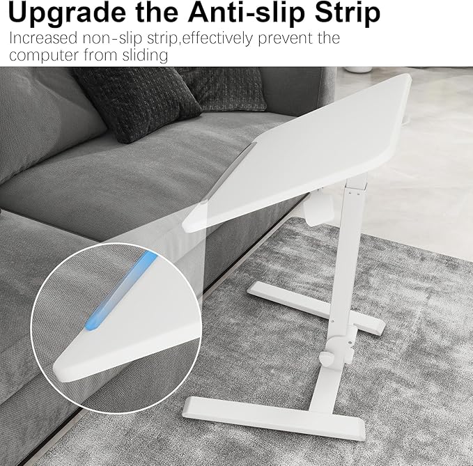 PUNCIA Adjustable Height Small Standing Desk Foldable Laptop Table with Stoppers - 90° Tiltable Rolling Computer Cart Portable Workstation Mobile Desk for Home Office Small Space Bedroom Dorm Study