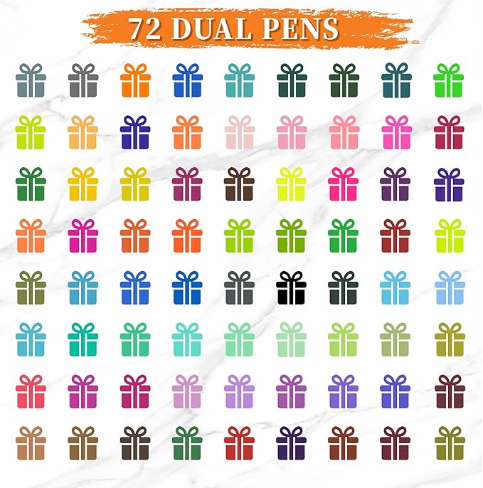 TBC The Best Crafts Dual Markers Brush Pens Set, 72 Art Markers Christmas Gifts for Adult Book Cards Drawing Craft Kit Teacher Office Supplies (72 Colors)