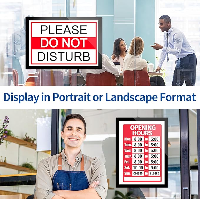 Acrylic Magnetic Sign Holder Wall Mount, Self Adhesive Magnetic Display Frame with Nano Tape and Strong Magnetic Border for Wall, Door, Glass, Home, Store, Office (Black, 11" x 17" / 10 Pack)