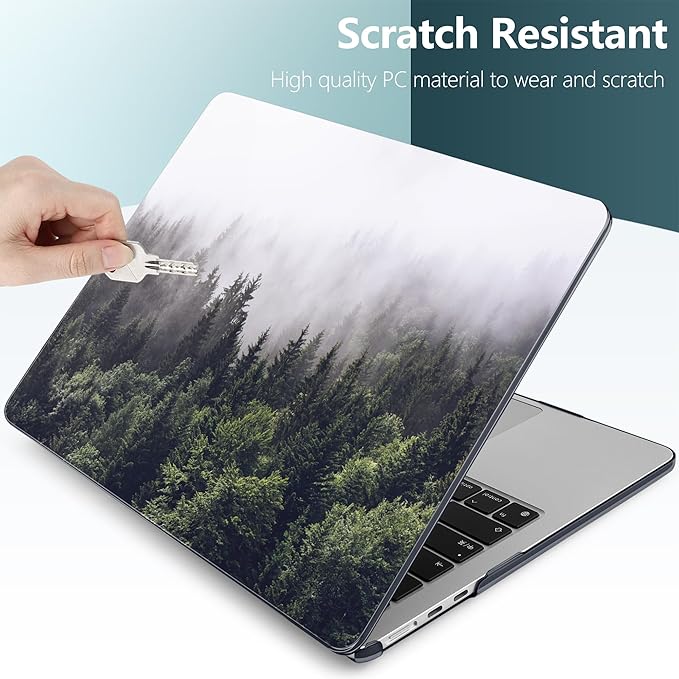 DONGKE Compatible with M4 MacBook Air 15 inch Case 2025 2024 2023 A3241 A3114 A2941 M3 M2 Liquid Retina Display Touch ID, Plastic Hard Case & Keyboard Skin & Screen Protector- Forest