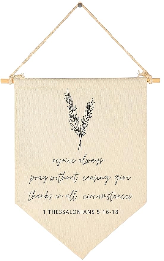 Bible Verse Wall Art-Minimal Christian Wall Decoration-Bible Gift-Scripture Hanging Flag Art Decor-Banner Sign Decoration Gift-Farmhouse Living Room Bedroom Home Decor,Rejoice Always