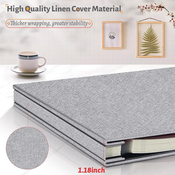 Photo Album Self Adhesive Scrapbook,60 Pages Large Photo Book for 4x6,5x7,8x10 Pictures,DIY Album for Baby Wedding Family Travel Birthday,with Metallic Pen and Scraper