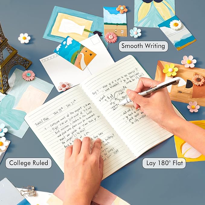 feela 8 Pack Soft Cover Journal Bulk, Notebooks College Ruled for Work, Lined Travel Journal for Students Women, Note Taking Notebook School Supplies Business Writing, 8.2” x 5.5”, A5, Vintage Colors