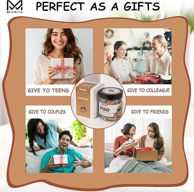 Positive Poo Jar – 60 Funny Affirmation Cards, Funny Gag Gifts for Men, Women, Coworkers, Teens, Tween, Teen Girl Gift Trendy Stuff, Corworker Gifts, Friends Gifts, Office Decor, Desk Decor
