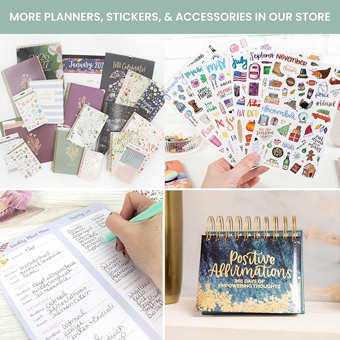 bloom daily planners HARDCOVER 2026 Planner (January to December) - 8.5” x 11” Weekly & Monthly Dated Agenda Organizer Book with Stickers & Tabs - Checkered