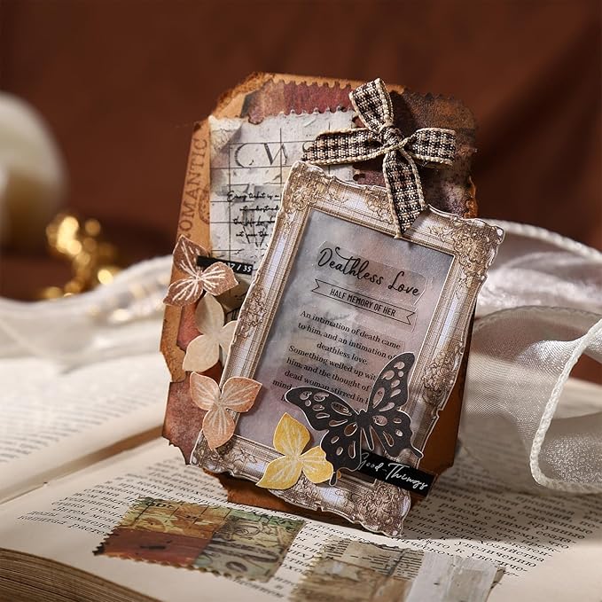 Vintage Perforated Paper Set, 60PCS Retro Ephemera for Scrapbooking Journaling Collage Planner DIY Craft