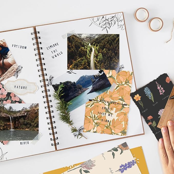 28 Floral Scrapbook Paper, 12"X12" Inch Vintage Flower Botanic Scrapbooking Papers for DIY Card Making Photo Album Journal Decor (Botanic 1)