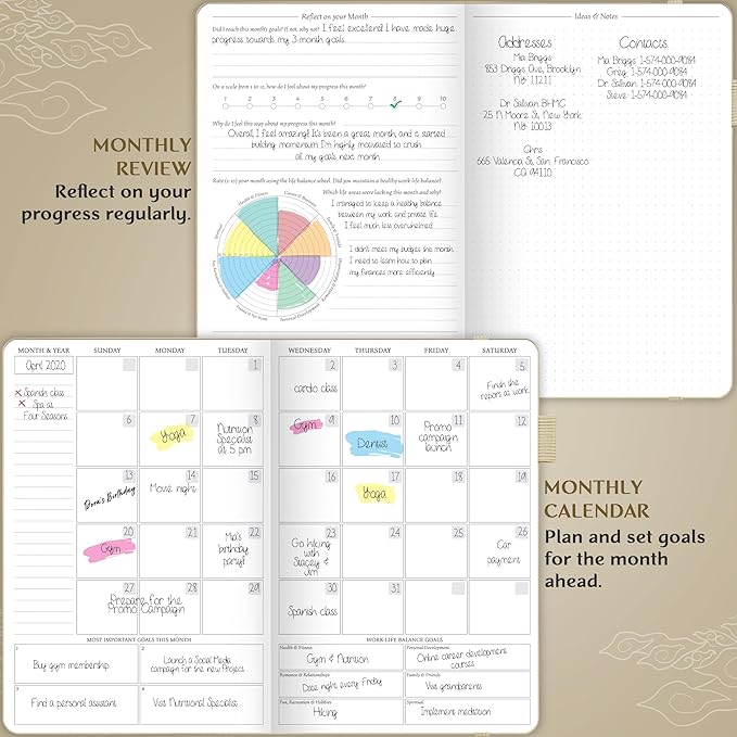 Legend Planner Hourly Schedule Edition – Deluxe Weekly & Daily Organizer with Time Slots. Time Management Appointment Book Journal for Work & Personal Life, Undated, A5 Hardcover – Seashell, Gold Foil
