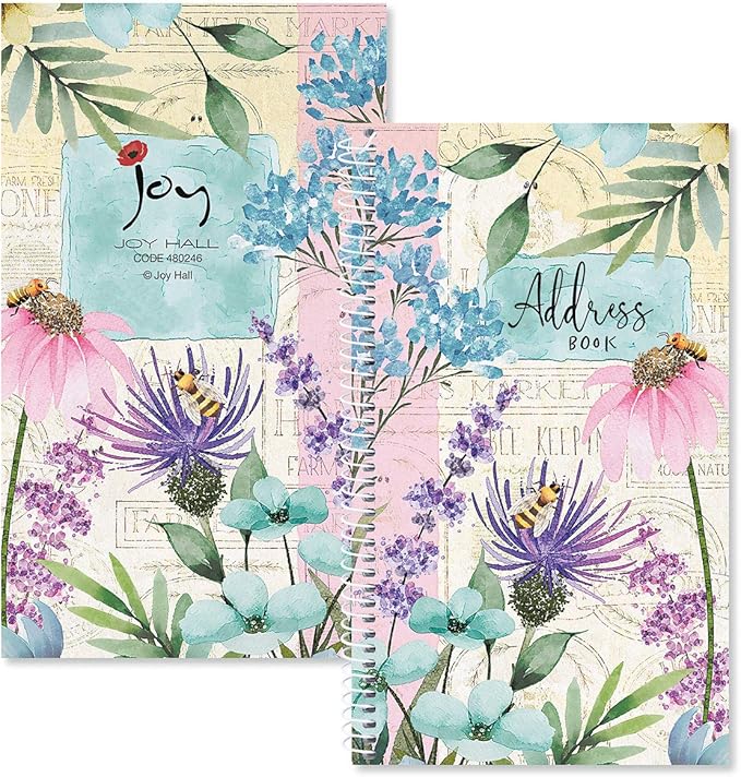 Current Wildflower Sanctuary Address Book-94 Pages;Small 5" x 8-1/2" Size for Purse or Office,Spiral Bound Soft Cover Organizer for Contacts,Addresses,Email, & Phone Numbers + 50 Replacement Stickers