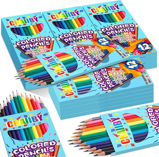 Premium Colored Pencils, Soft Core, 288 Count (Pack of 24), 12 Colors Pre-sharpened Color Pencils Bulk, Back to School Supplies, Classroom Prizes