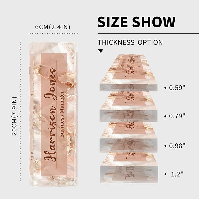 Personalized Name Plate for Desk, Custom Desk Name Plate, Acrylic Name Plate Office Desk Accessories, Personalized Office Gifts for Coworkers Teachers, Employee Appreciation Gifts (B-Pink Flowing)