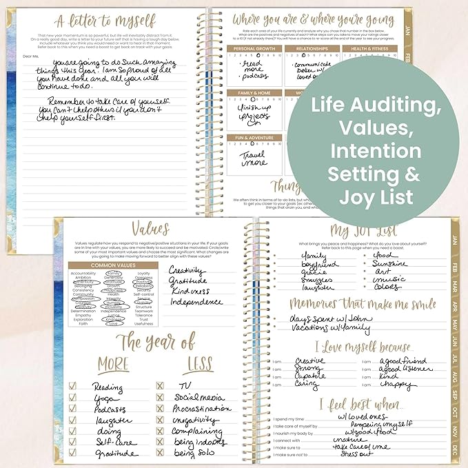 bloom daily planners HARDCOVER 2026 Planner (January to December) - 8.5” x 11” Weekly & Monthly Dated Agenda Organizer Book with Stickers & Tabs - Coastal Calm