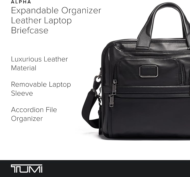 TUMI Alpha Expandable Organizer Laptop Briefcase - 15-Inch Laptop Briefcase Organizer for Men & Women - Travel Laptop Bag