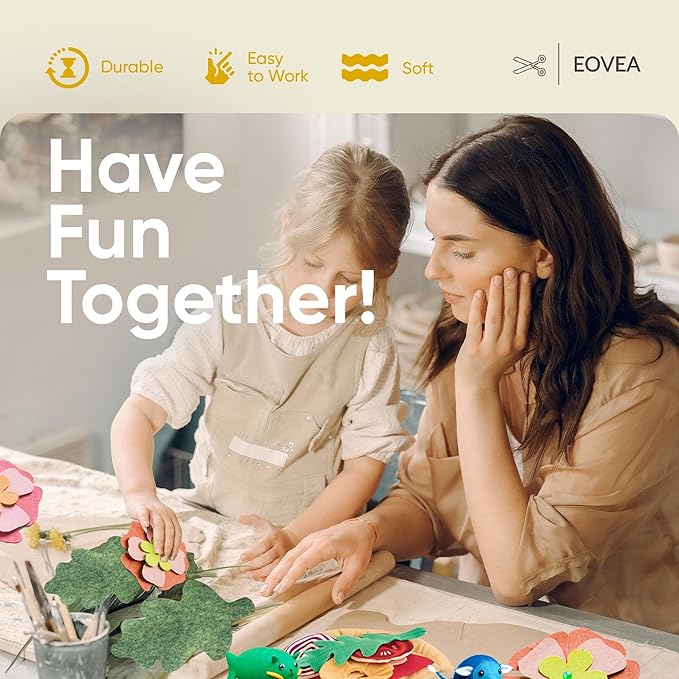 EOVEA | Acrylic Felt Fabric by The Yard - Non-Stiff, Soft Material - 72" Wide - 1.6mm Thick Felt Sheets for DIY Crafts, Sewing, Upholstery, Cushion, Padding(Yellow, 2 Yard)